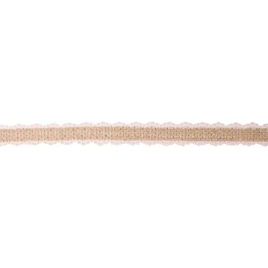 3/4" x 5yd. Faux Burlap & Lace Ribbon by Celebrate It® Classic